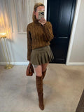 M&S Brown Cable Knit Roll Neck Jumper Medium