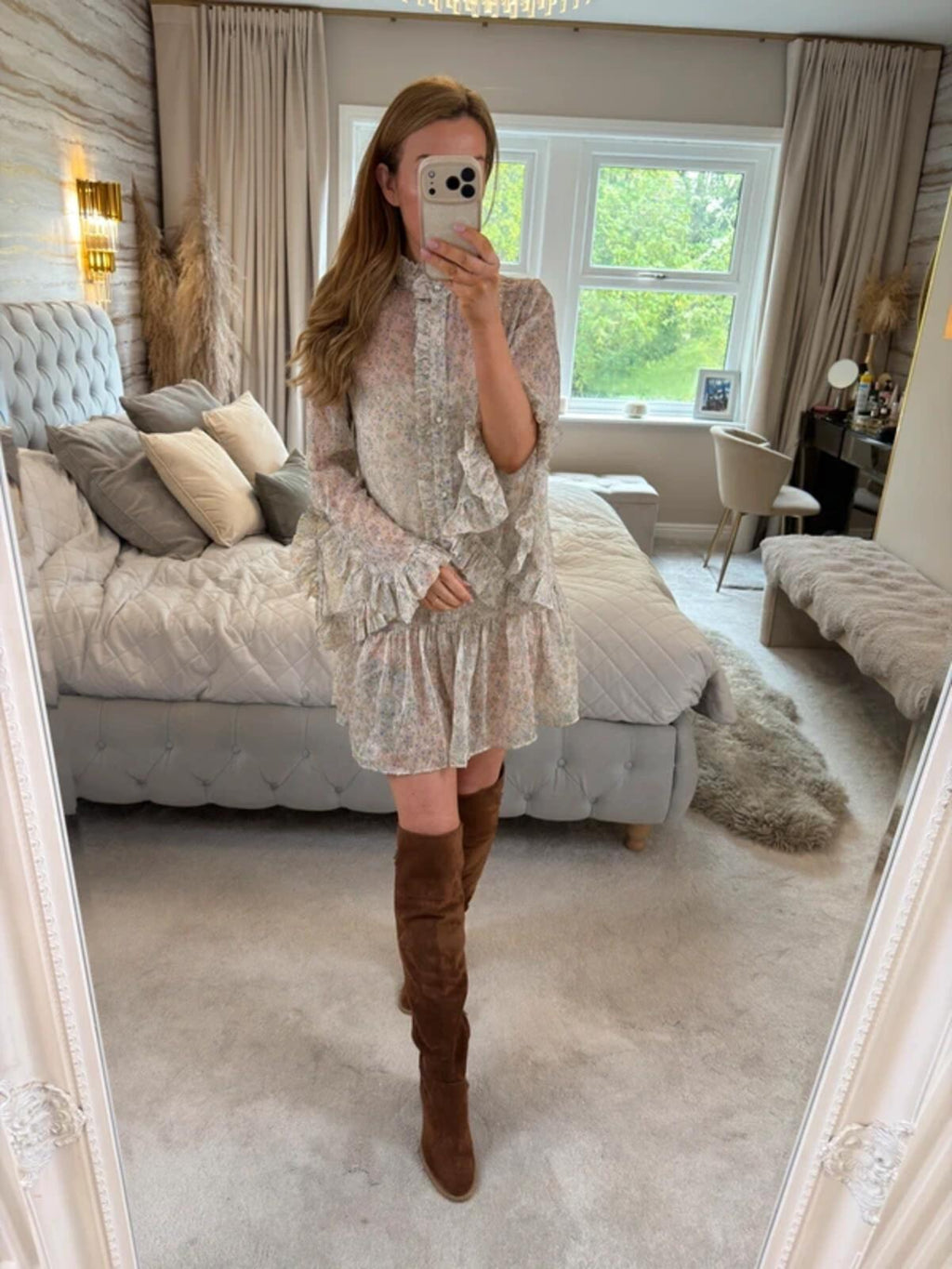 River Island Multicoloured Sheer Boho Frill Dress 10