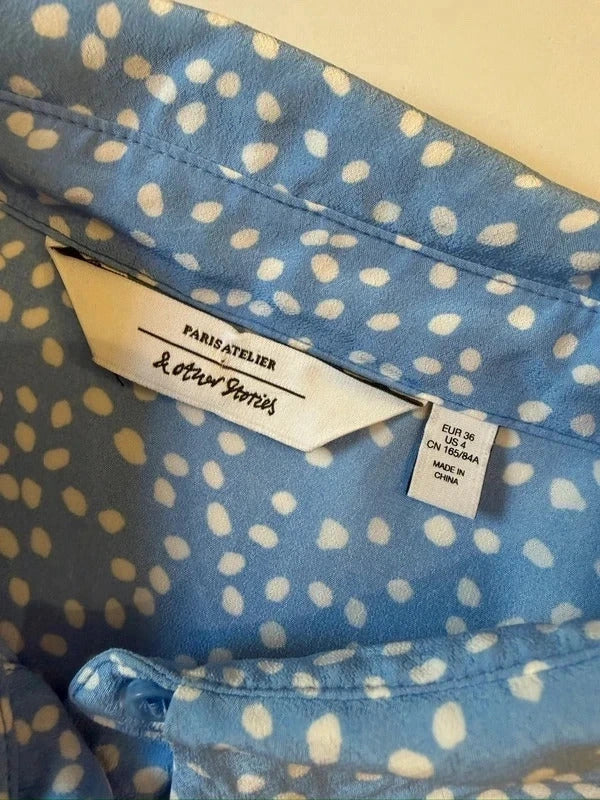 Paris Atelier & Other Stories Blue & White Spotty Tie Dress 8