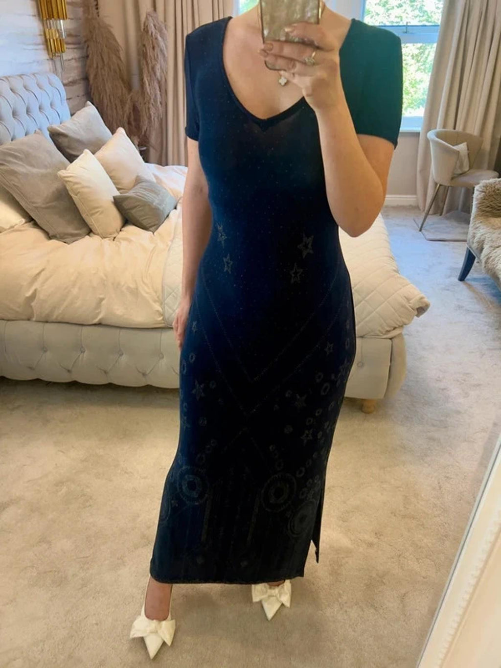 Algo Navy Glitter Maxi Dress 10