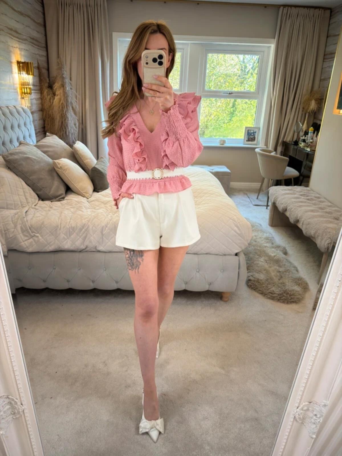 Oasis Pink Frill Blouse 6
