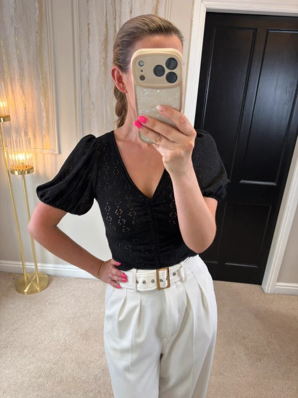 New Look Black Semi Sheer Top 8