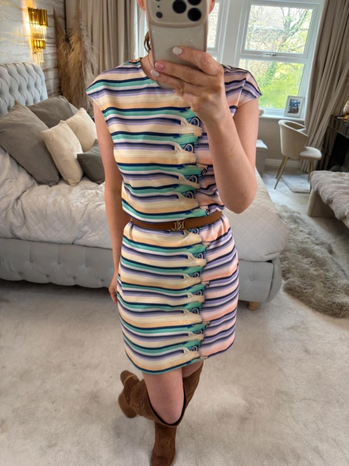 Ted Baker Vintage Charae Car Print Shift Dress 10