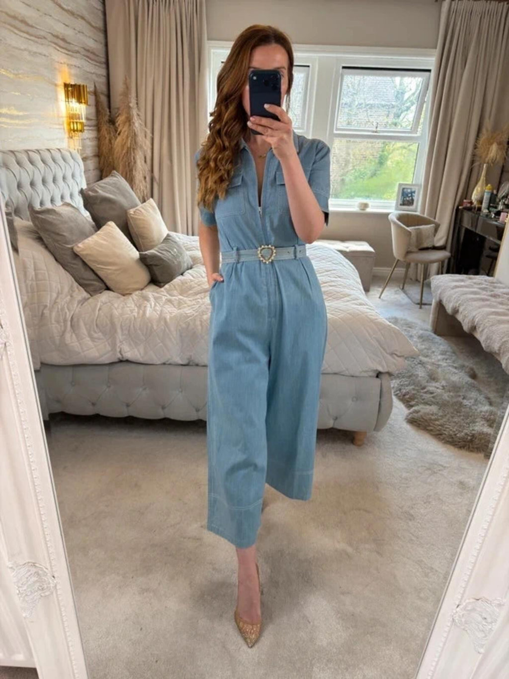 Sister Jane Light Blue Denim Jumpsuit Small