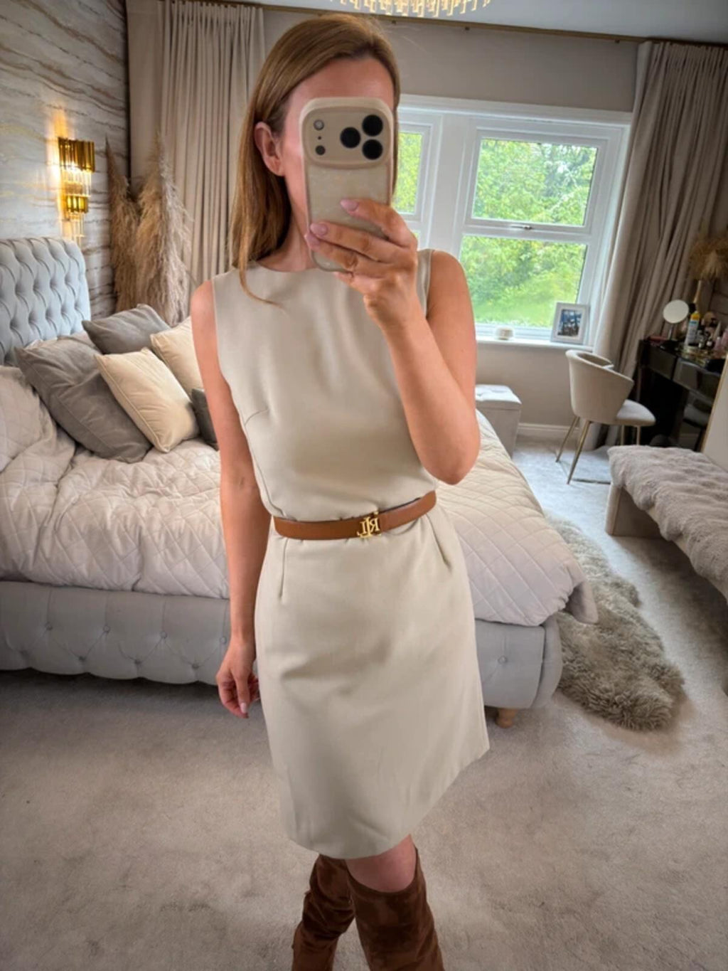 Vintage M&S Light Beige Dress 10