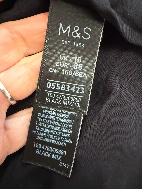 M&S Black Floral Tiered Maxi Skirt 10