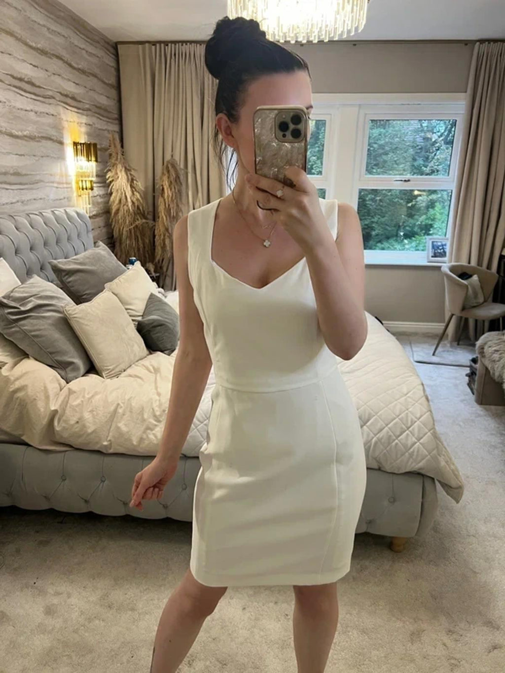 Mango White Formal Dress Medium