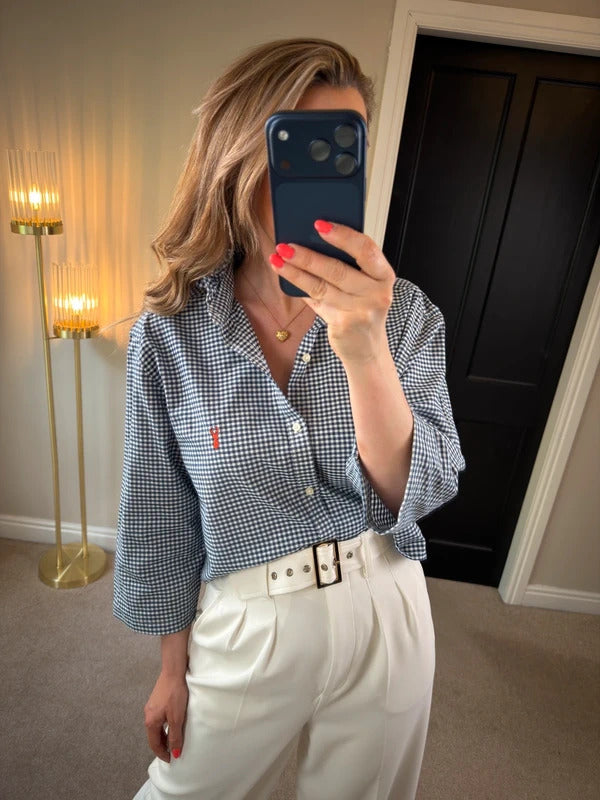 Handmade Navy & White Gingham Shirt