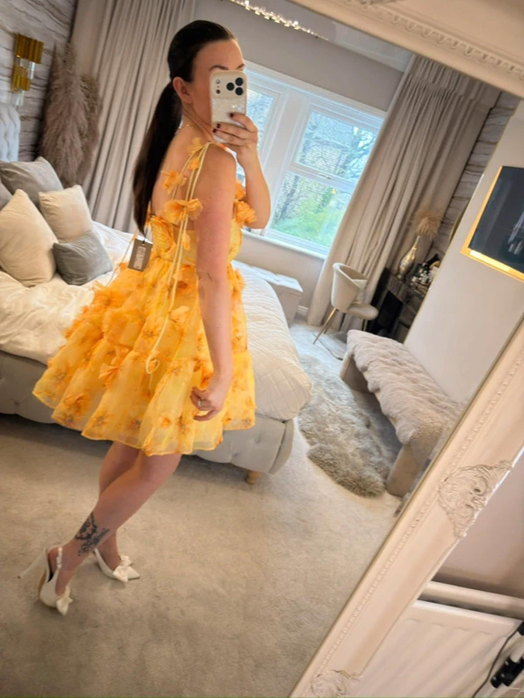 BNWT River Island Yellow 3D Floral Dress 6