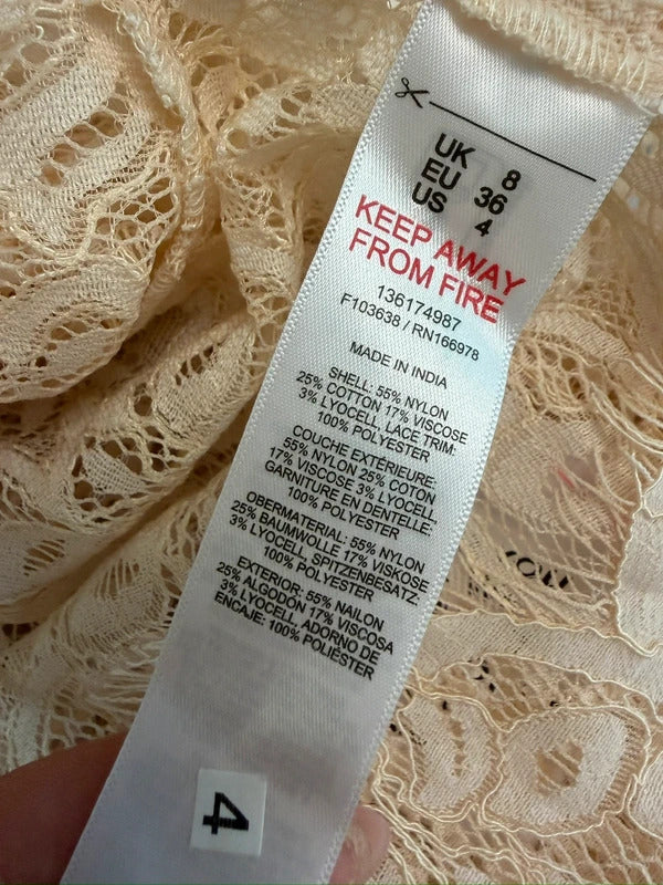 BNWT Miss Selfridge Cream Lace Blouse 8