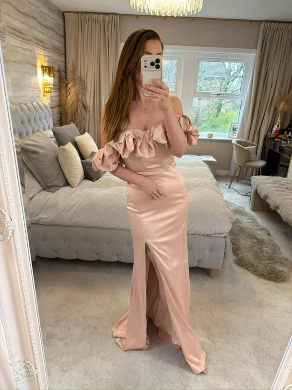 Club L London Pink / Nude Long Dress 6
