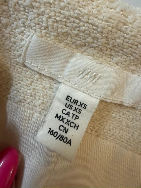 H&M Cream Tweed Effect Mini Dress XS