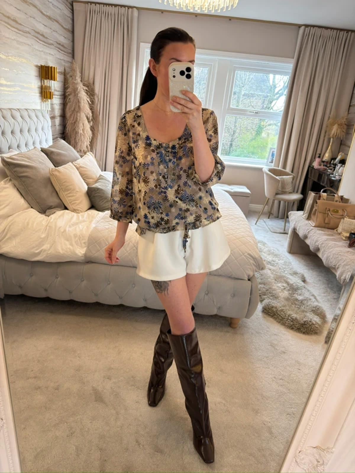 Mexx Beige & Blue Floral Blouse 14