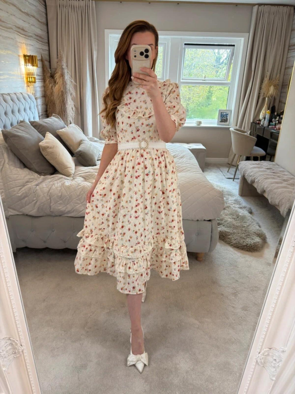 BNWT Anne Louise Boutique Floral Frill Midi Dress 8