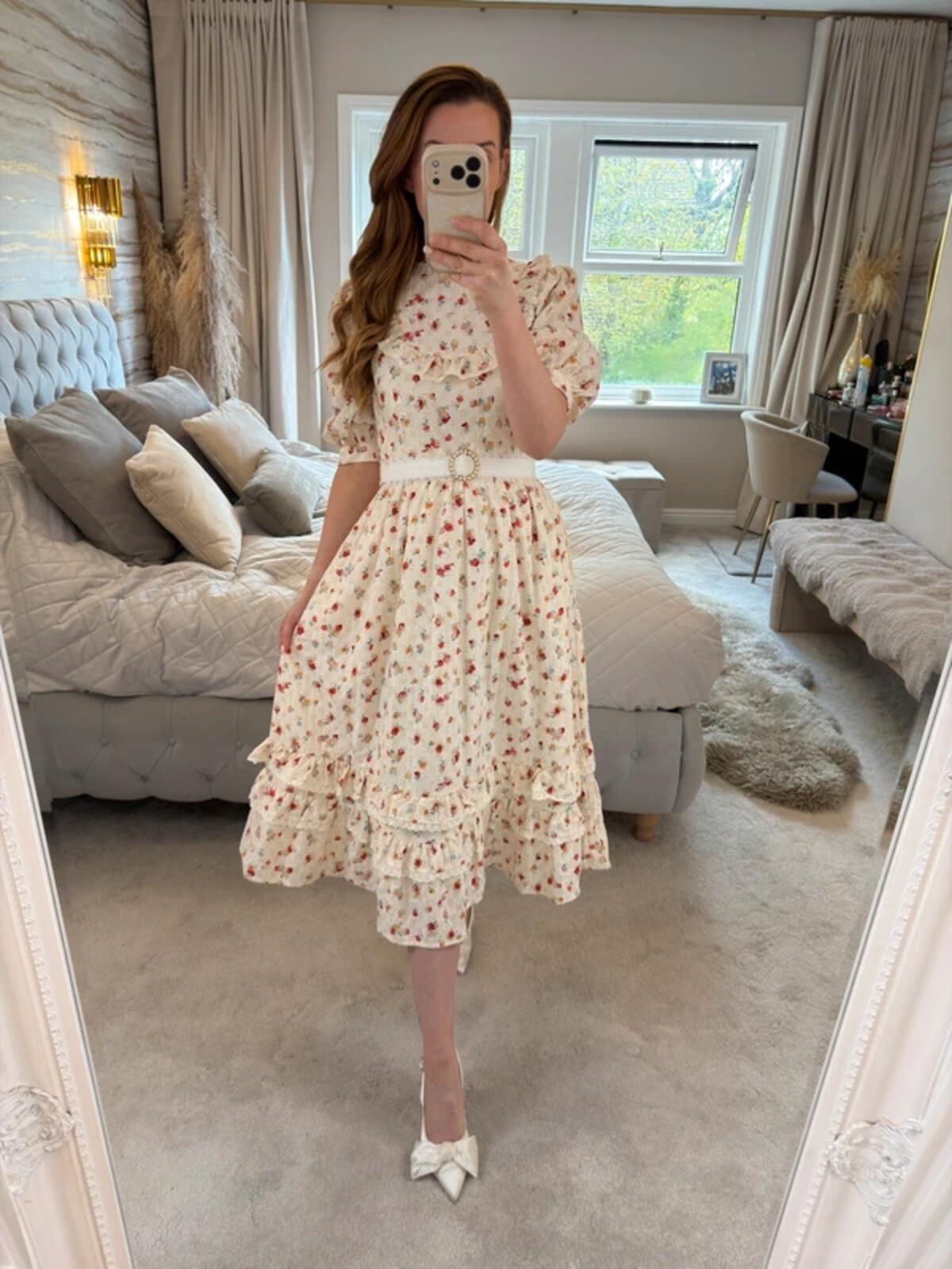BNWT Anne Louise Boutique Floral Frill Midi Dress 8