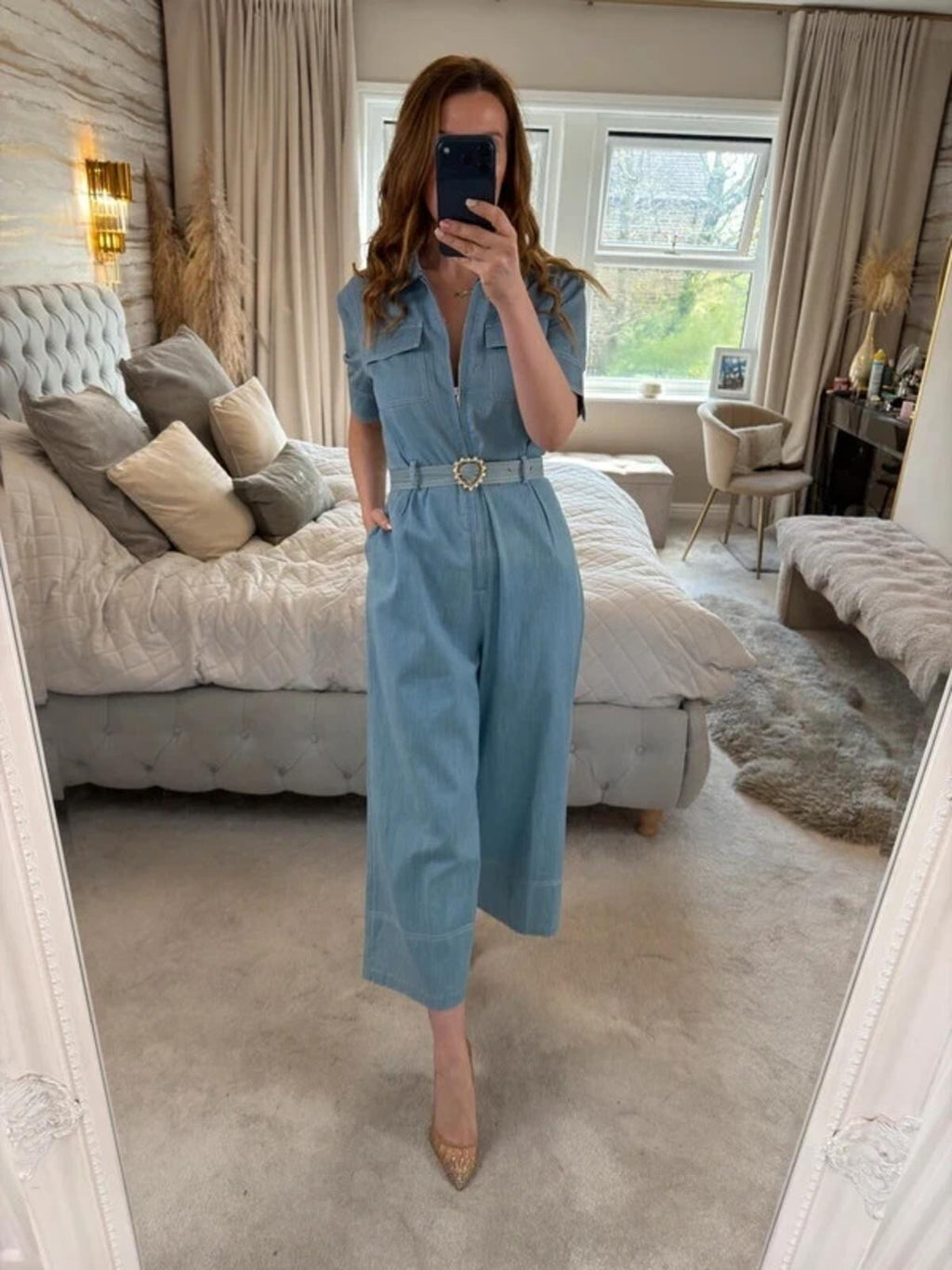 Sister Jane Light Blue Denim Jumpsuit Small
