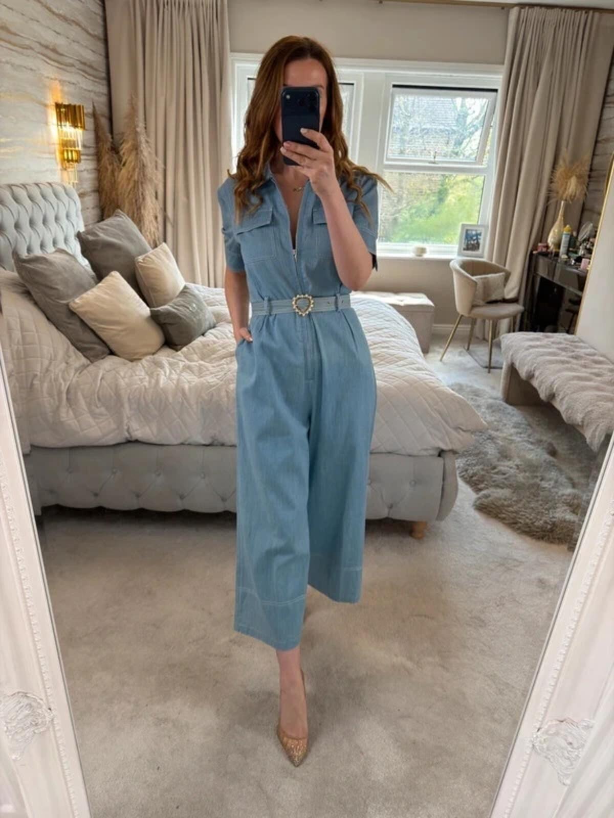 Sister Jane Light Blue Denim Jumpsuit Small
