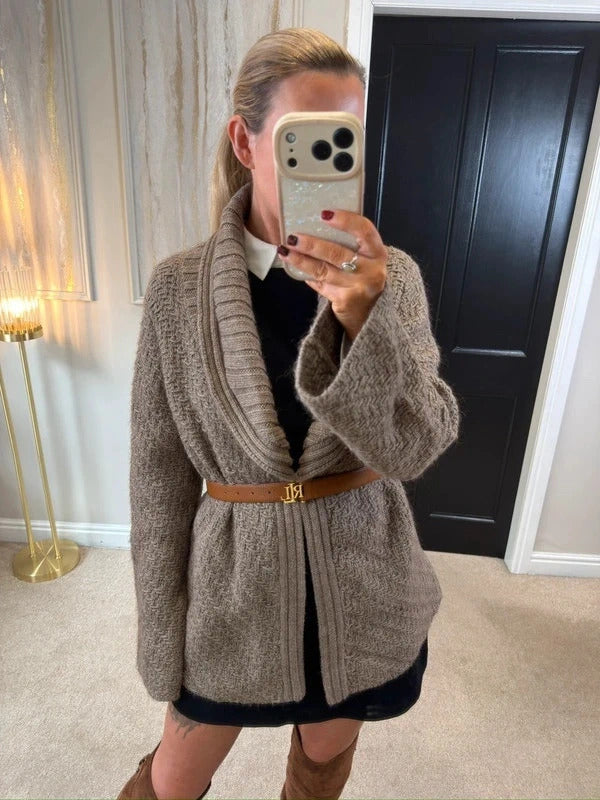 M&S Brown Knitted Open Cardigan 20