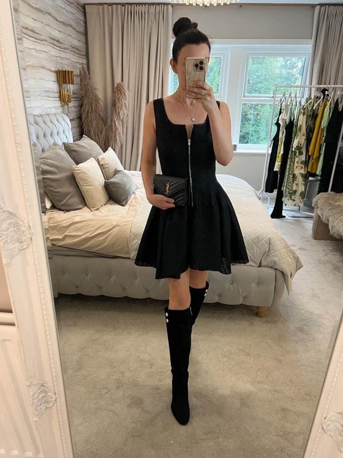 Maje Black Gulliver Mesh Fit and Flare Dress Size 2