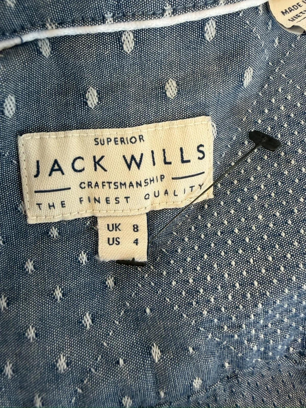 Jack Wills Blue Textured Belted Shirt Dress 8
