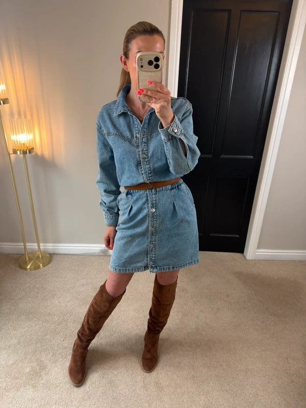 Mango Denim Shirt Dress Size Small