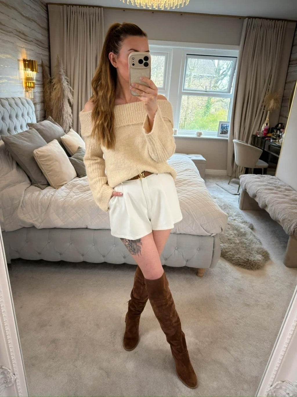 Kimchi Blue Cream Off The Shoulder Jumper XS