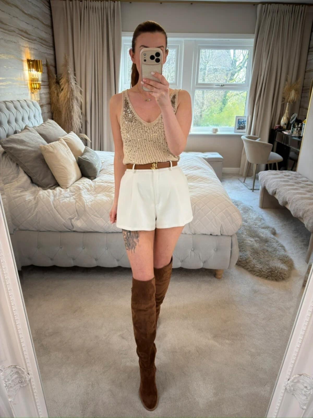 River Island Gold Metallic Sequin Knitted Top 12