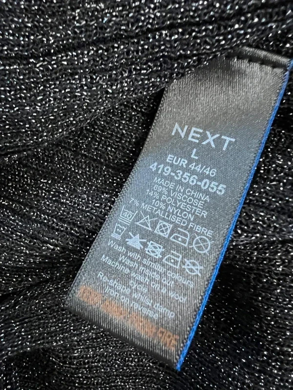 Next Black Sparkle Knit Midi Dress Large