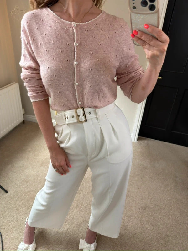 Vintage Inspired Lindy Bop Pink Pearl Button Cardigan XL