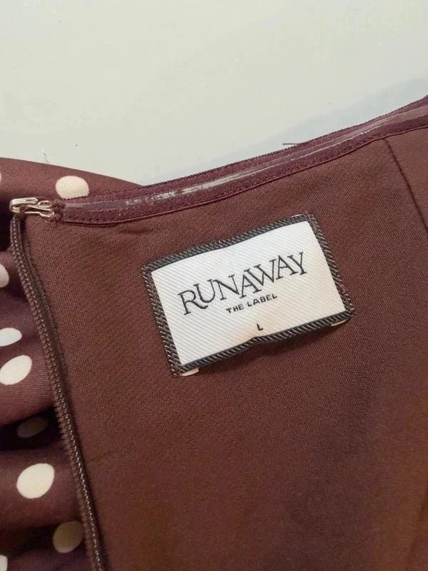 Runaway The Label Brown Polka Dot Mini Dress Large