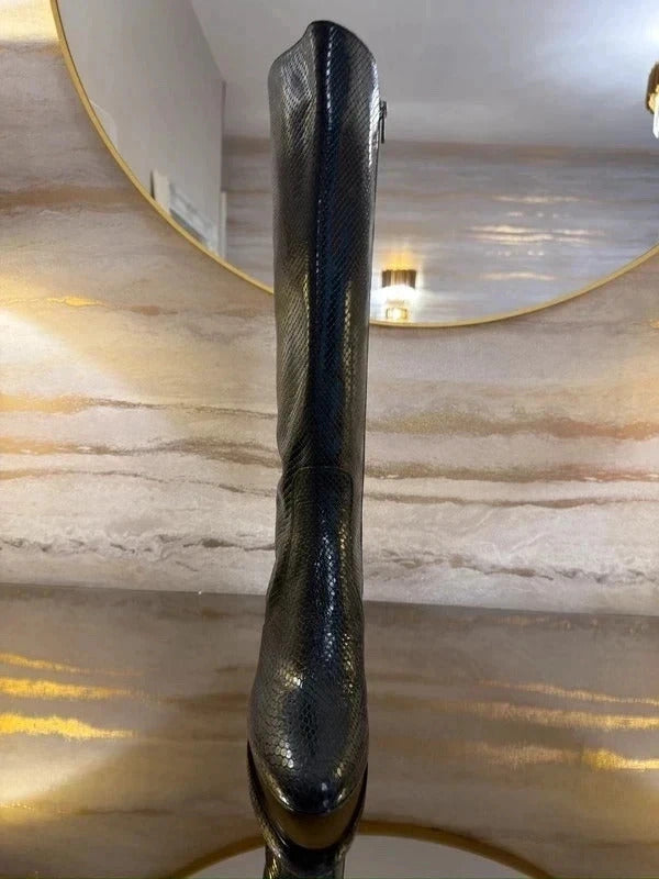 BNWT Hobbs Black Patent Snakeprint Boots 7