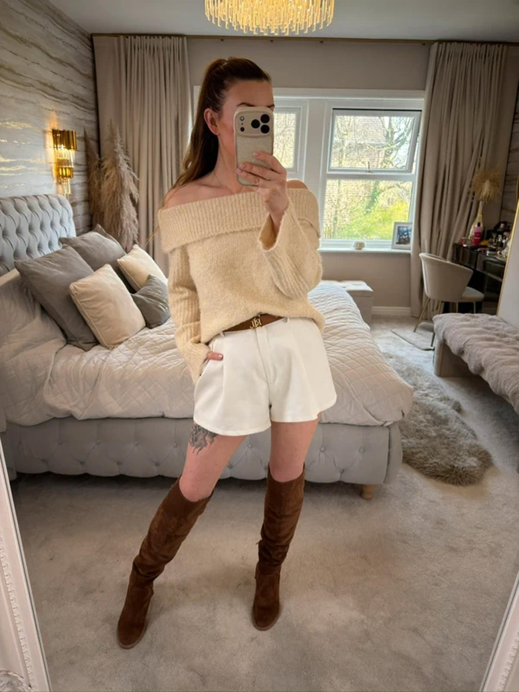 Kimchi Blue Cream Off The Shoulder Jumper XS