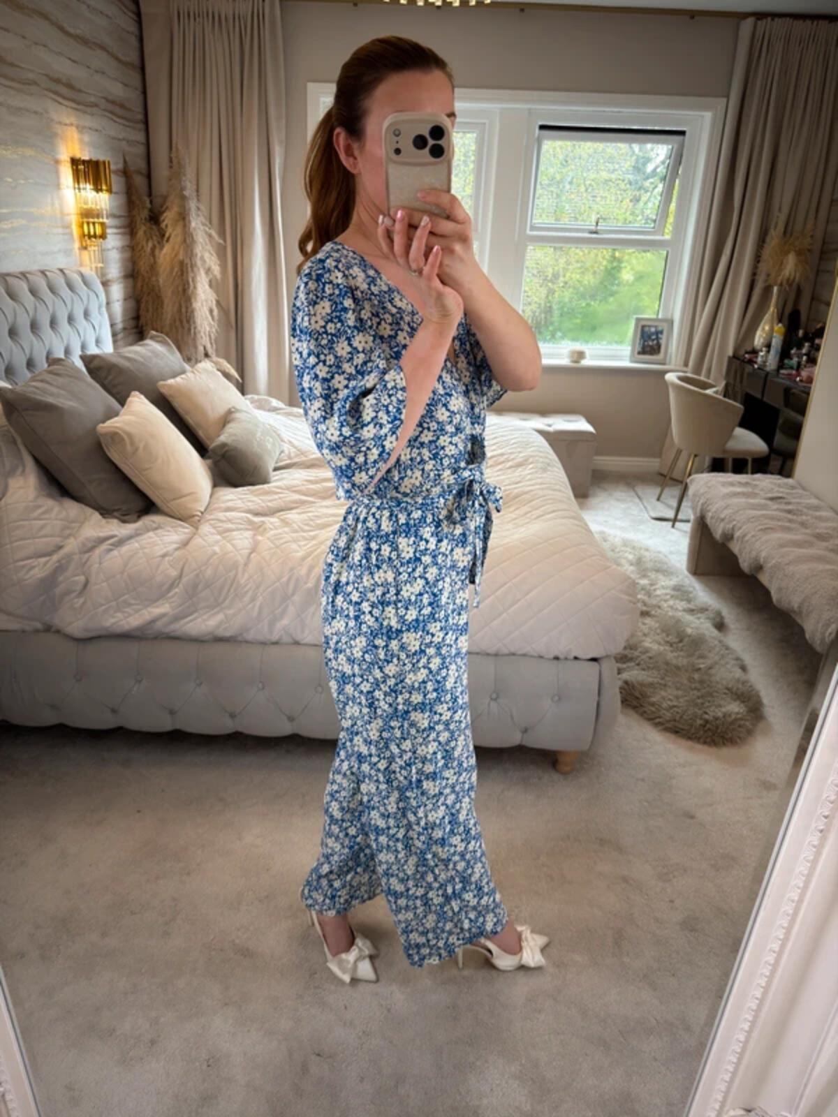 F&F Blue Floral Belted Jumpsuit 10