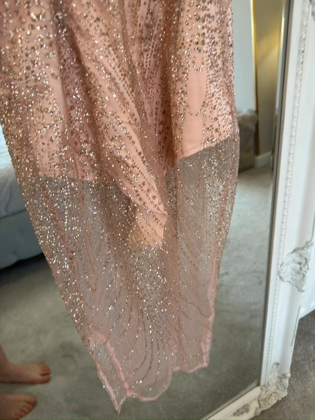 BNWT Oh Polly Nude Embellished Sheer Dress 6