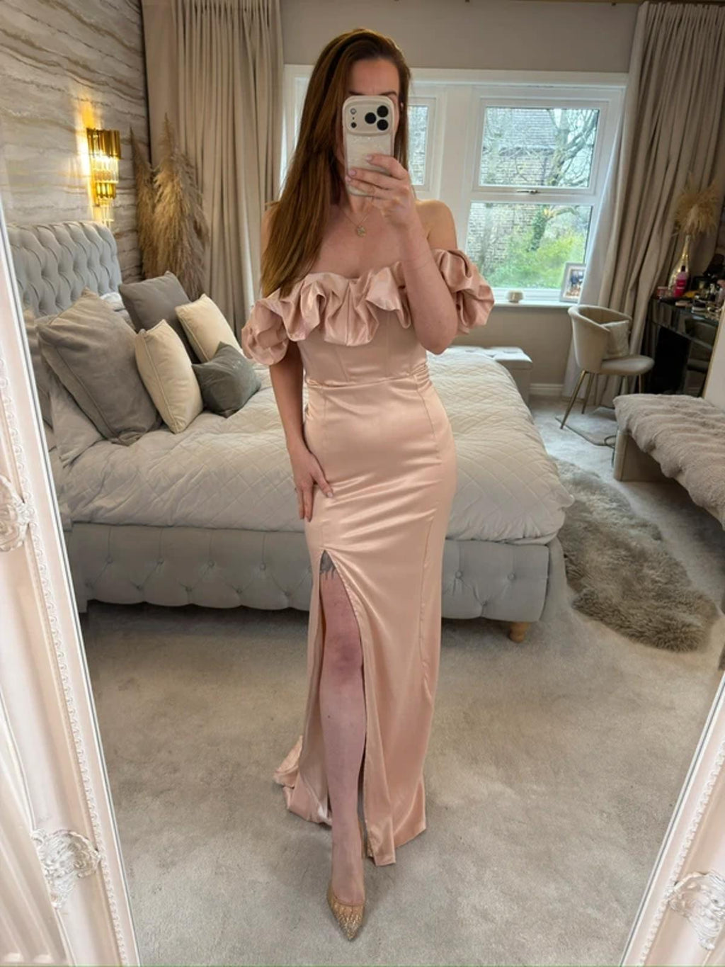 Club L London Pink / Nude Long Dress 6