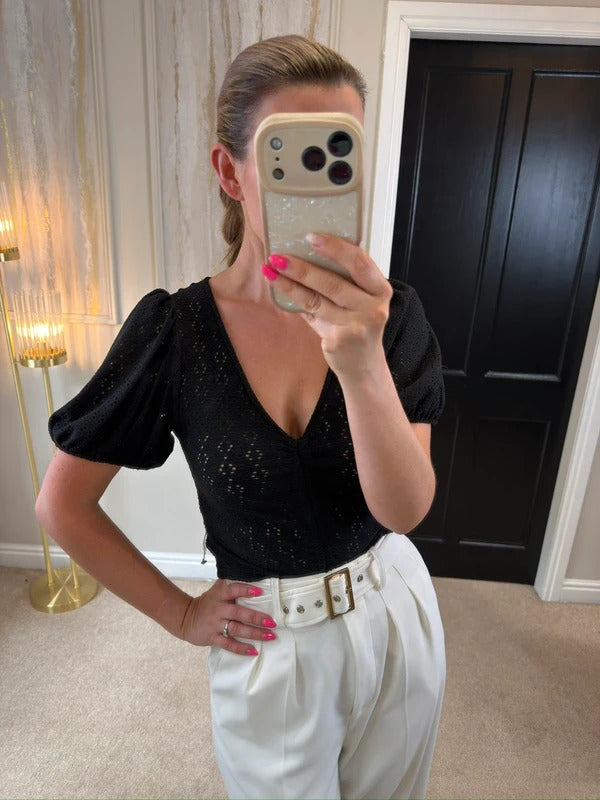 New Look Black Semi Sheer Top 8