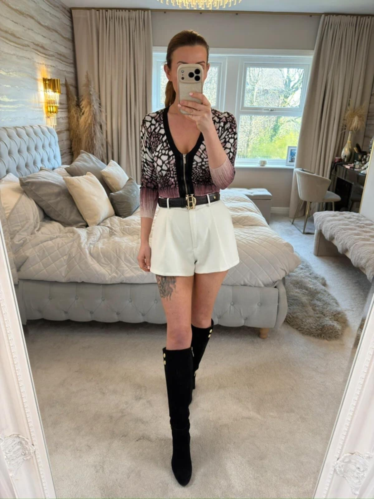 Karen Millen Pink & Black Knitted Top Small