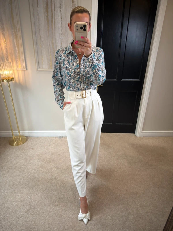 Boden Blue Floral Leaf Shirt 14