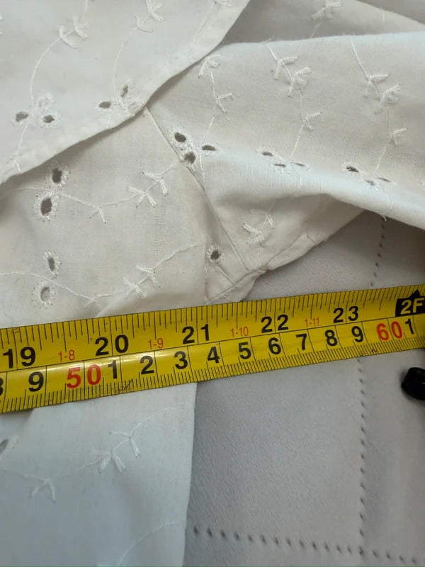 Vintage White Broderie Anglaise Frill Blouse 14