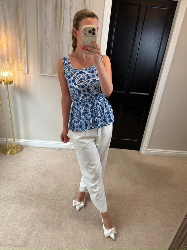 Joe Browns Blue & White Porcelain Blouse 6