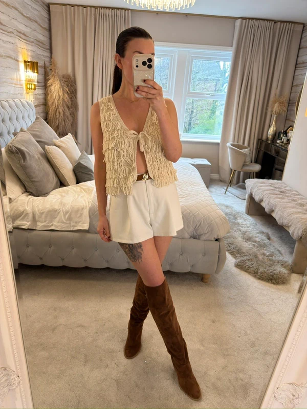Cream Shaggy Boho Waistcoat 8