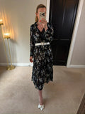 H&M Black Floral Sheer Oversized Dress XS
