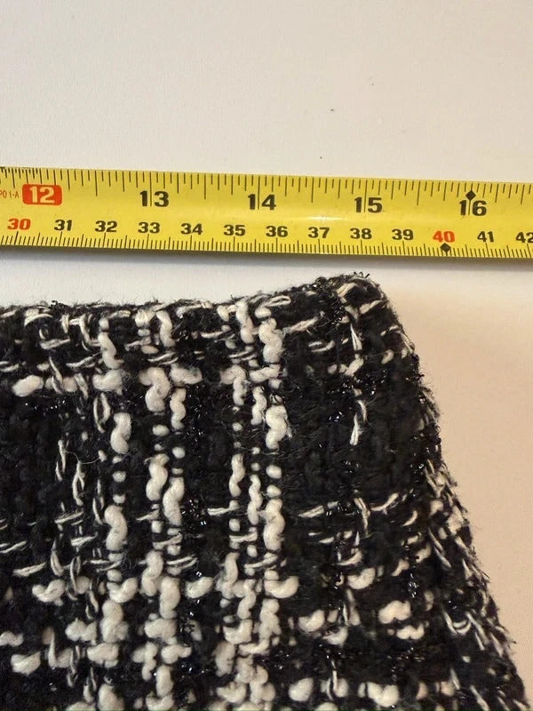 Warehouse Black & White Metallic Tweed Mini Skirt 12