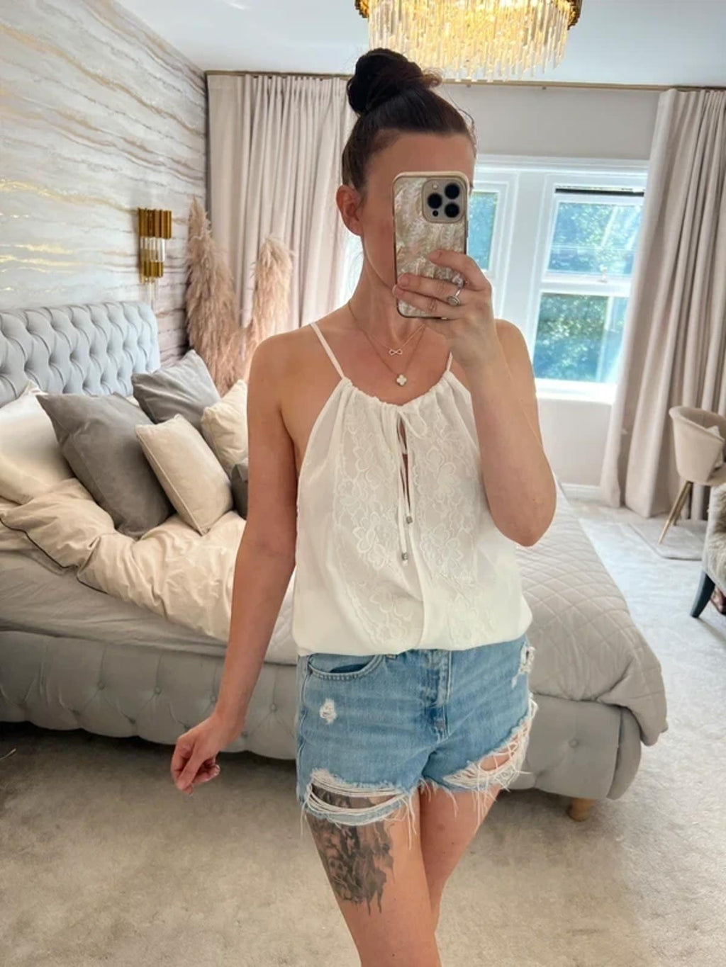Jane Norman White Lace Boho Blouse 10