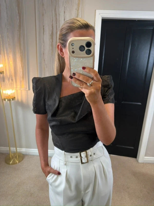 Bolongaro Trevor Brown Metallic Statement Blouse