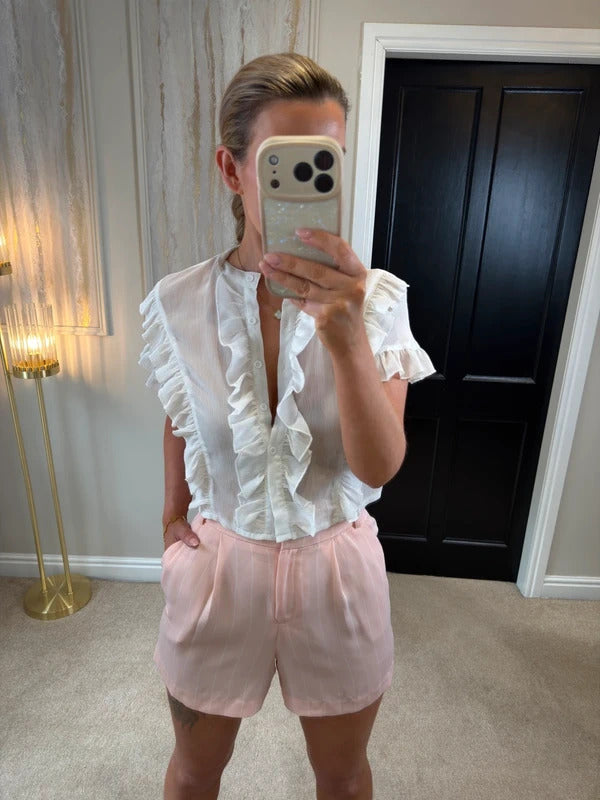 Miss Selfridge Light Pink & White Pinstripe Shorts 8