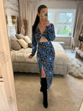 BNWT Asos Blue Floral Print Cut Out Midi 10