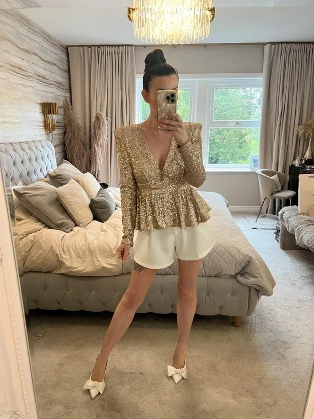 KU By Spendlove Gold Sequin Power Shoulder Jacket 6/8