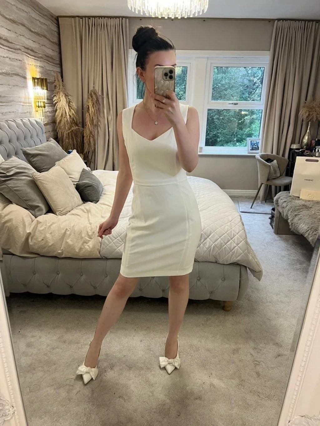 Mango White Formal Dress Medium