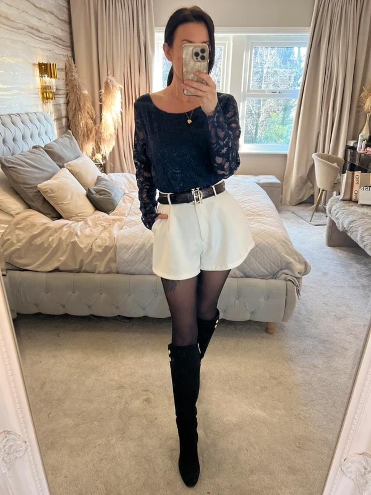 Per Una Navy Sparkly Lace Blouse 16